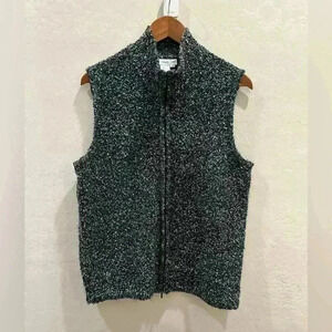 Cold Water Creek Chunky Thread Vest Small Gray Zip Up Side Pockets